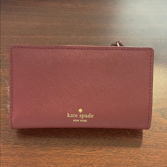 Kate Spade Maroon Leather Wallet So Foxy Fox Mikey - Picture 2 of 5